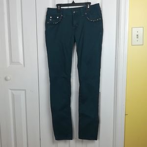 Miss Me teal skinny jeans